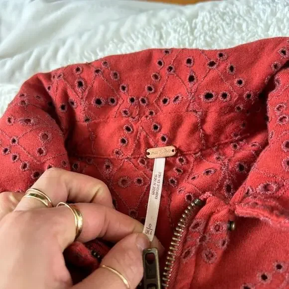 Free People Womens Collared Orange Jumpsuit Sz 0 Boho Utility Core Indie Casual - Picture 7 of 8